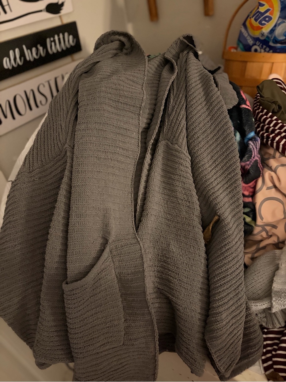 bp Gray Chunky Knit Hooded Cardigan